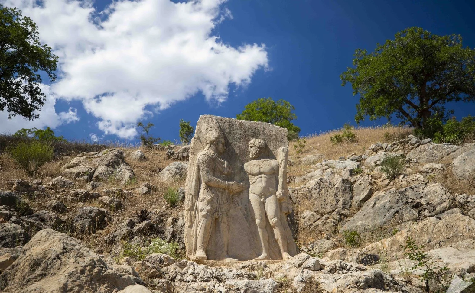 Arsameia Ruins King Antiochos l and Herakles handshake stele - Kahta, Adıyaman