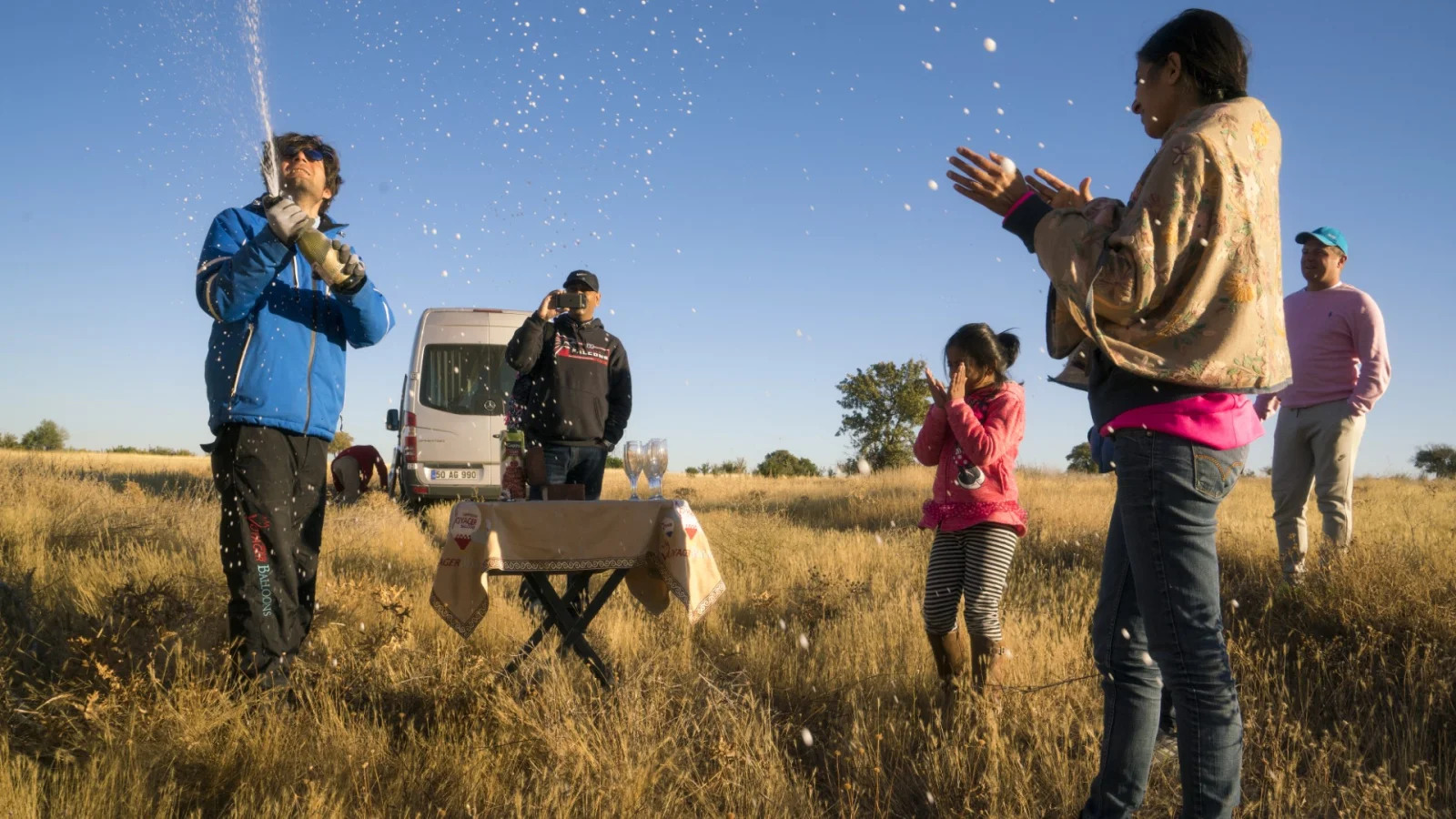 Champagne Celebration at the end of the Balloon Tour