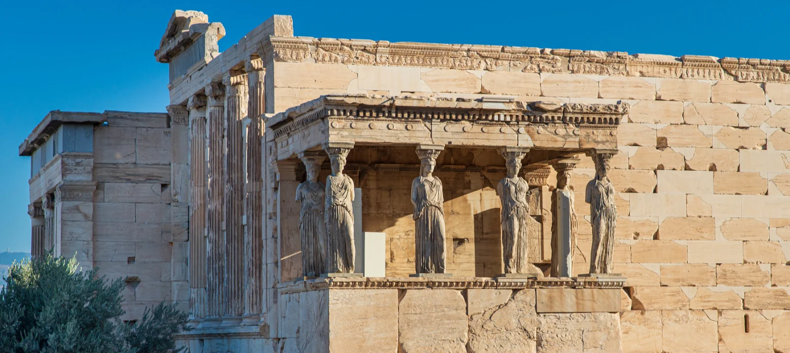 Porch of the Caryatids on the Erechtheion in Athens Acropolis - Greece