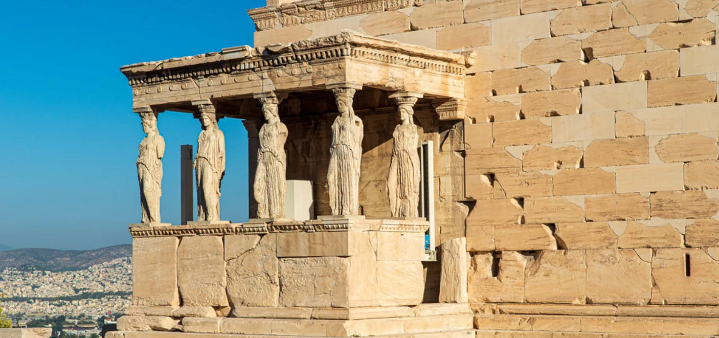 Porch of the Caryatids on the Erechtheion in Athens Acropolis